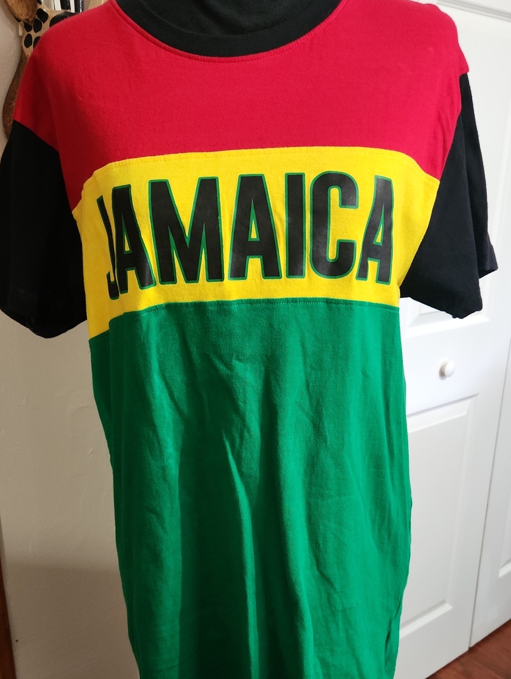 JAMAICA Colorblock Short Sleeve Crew Tee - Red, Yellow & Green